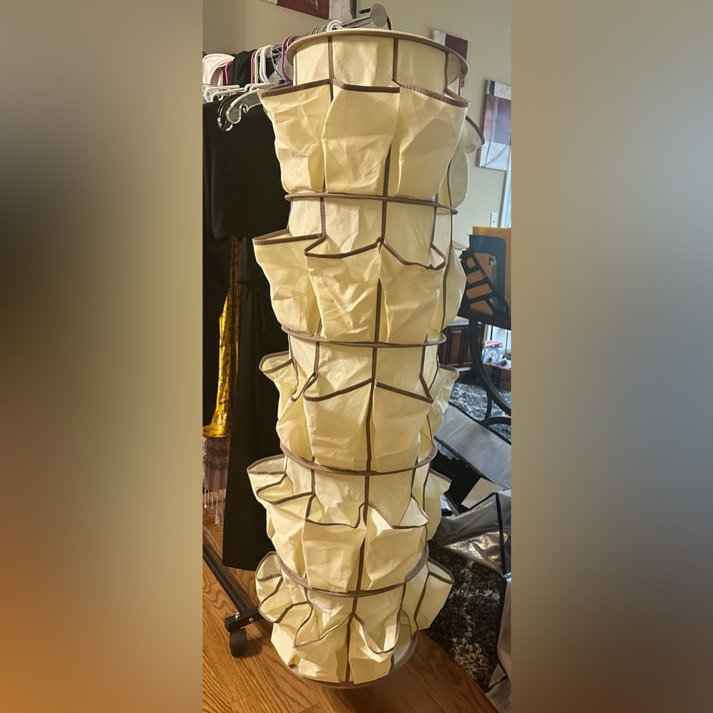 Hanging Beige Shoe Carousel Storage Organizer - 20 pairs